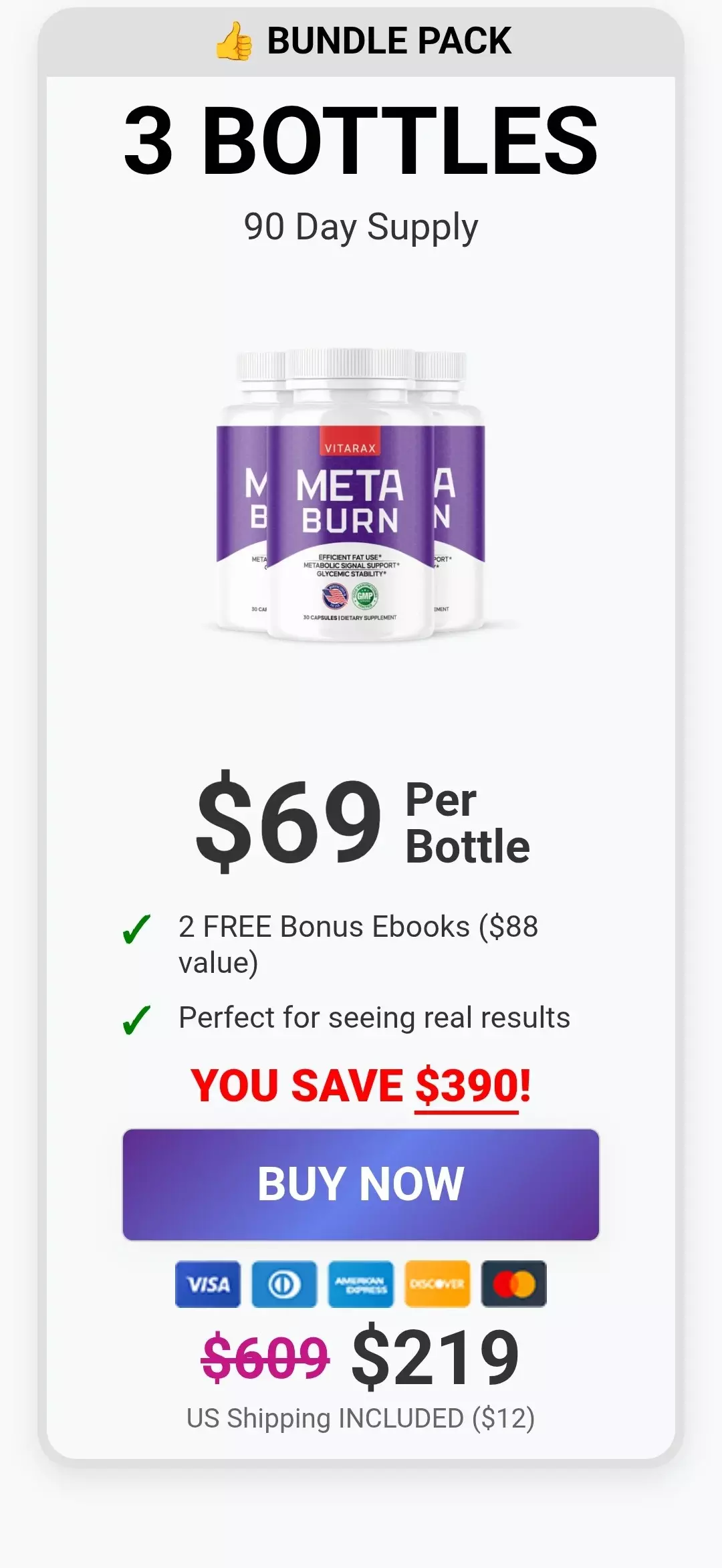 MetaBurn™ 3 bottles pricing